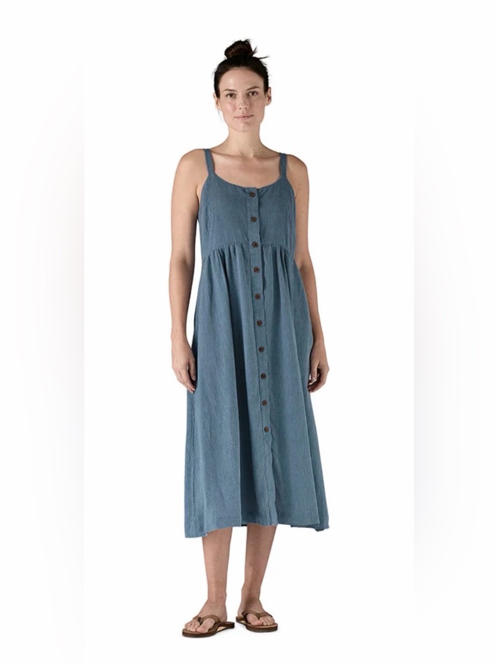 NWT PATAGONIA Garden Island Dress Still Blue Midi Denim Hemp XS - Picture 2 of 15
